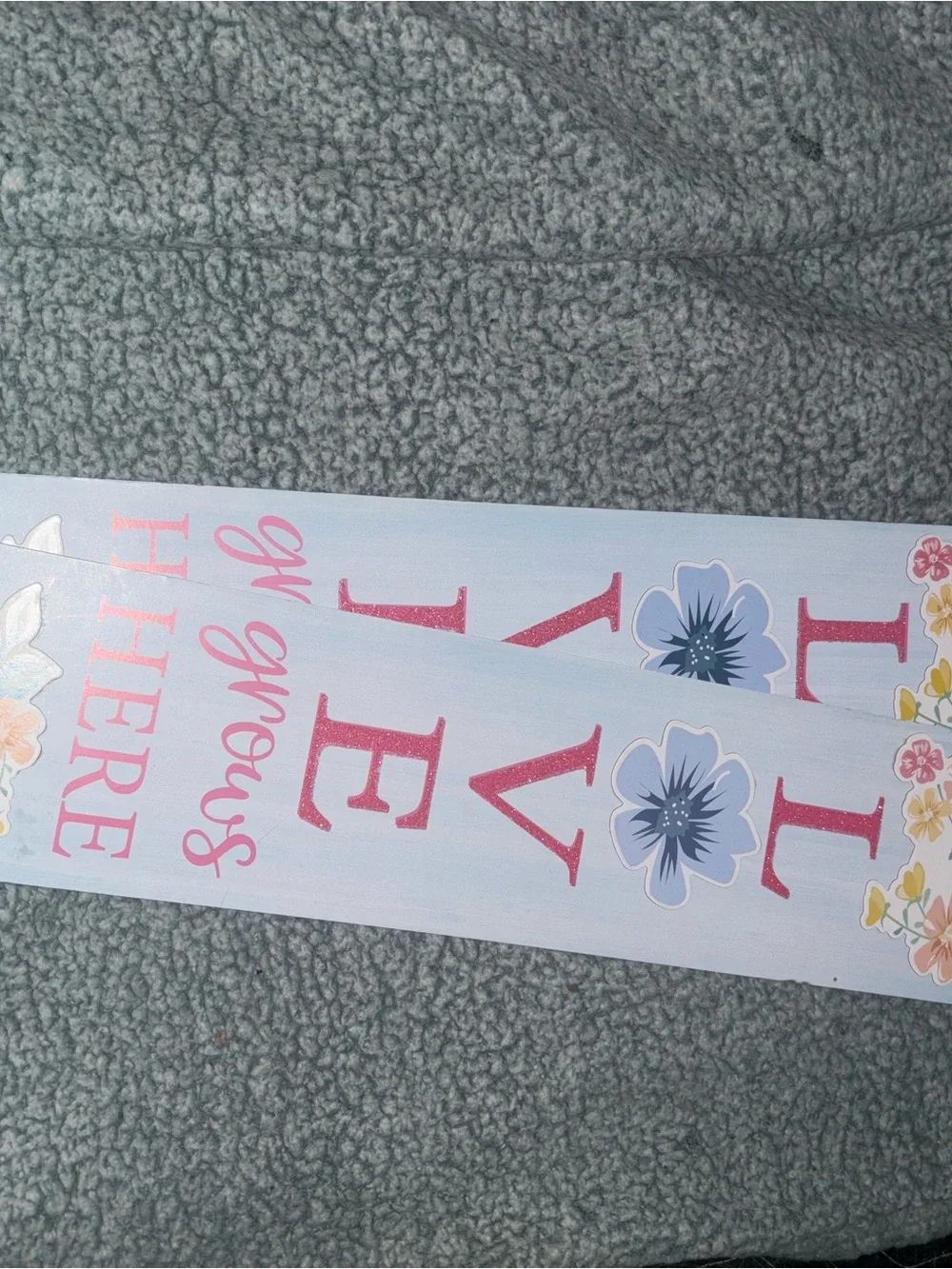 LOVE Grows Here Door Hang Sign - Pink and Blue Floral Home Decor NWOT